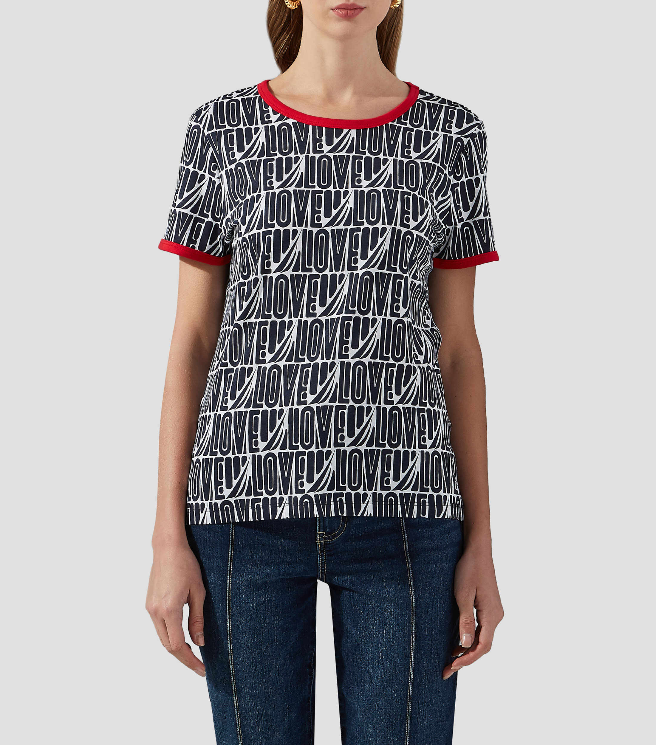 Playera cuello redondo manga corta estampada Mujer